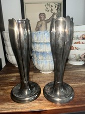 2 vases tulipes art déco Wiskemann Métal argenté 