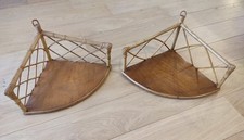 Etagère d'angle X 2 Osier Rotin Bois Design Vintage années 60 70