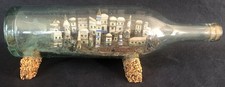 FOLK ART BOTTLED HOUSE TOWER TRAM CHARACTERS WOOD - MARINE WORK