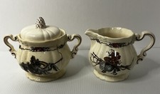 Sarreguemines France OBERNAI Sugar Bowl w/Lid & Creamer Cottagecore Kitchen 