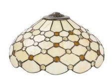 Lustre De Salon Cuisine Verre Tiffany 30 CM Blanc Et Gemmes