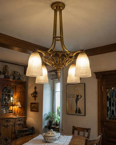 Lustre art nouveau bronze - art,