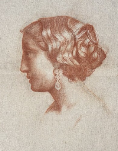 Dessin ancien sanguine - sanguine, Étude
