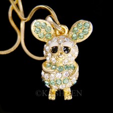 Souris Rat Hamster Gerbille Chinchilla Fait Avec Cristal Swarovski Or TN Collier