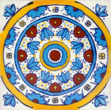 Carrelage mural mexicain bleu 10,5 cm Talavera peint à la main 30 pièces -...