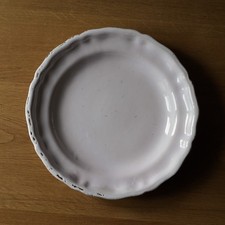 Antique round dish large white earthenware plate Moustiers AILLAUD 29.5cm