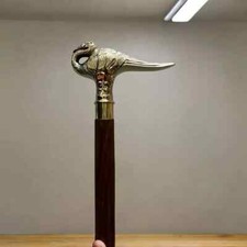 Antique Handle Hercule Poirot Swan Style Brass Walking Stick