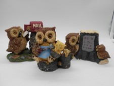 05 ) MAGNIFIQUE LOT DE 3 FIGURINES HIBOUX CHOUETTES  EN RÉSINE  ITALIE ?