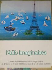 RARE IMAGINARY NAIVE POSTER B. PARTIOT NAIVE ART EIFFEL TOWER NEW YORK 1979
