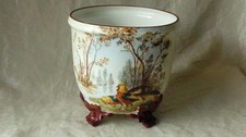 LIMOGES PORCELAIN TRIPOD POT COVER DECOR PHEASANT ART NOUVEAU**