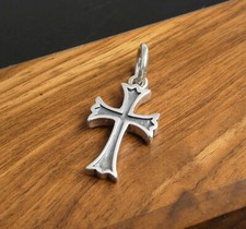 Solid 925 Sterling Silver Small Ornate Cross Pendant Classic Unique Unisex