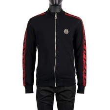 PHILIPP PLEIN x PLAYBOY Crystals Logo Track Jacket Black Red 08388