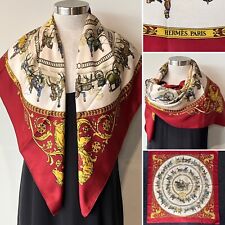 HERMES France Le Promenade de Longchamps, Ledoux Silk Scarf 90x90cm Rev Handroll