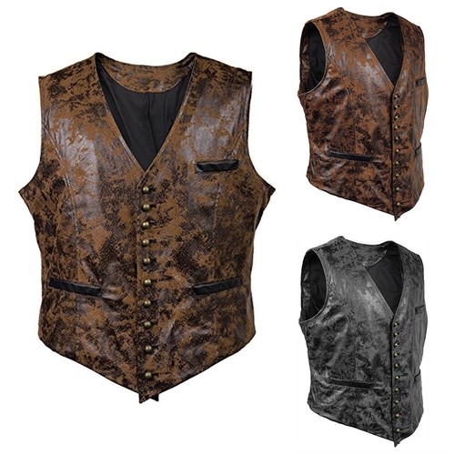 Hommes faux gilet cuir - faux,