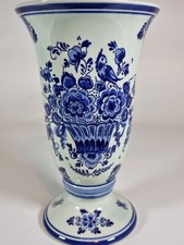Delft Ceramic Vase Blue White Holland Vintage Antique Original 18×10.6cm