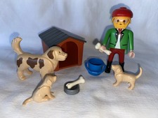 Playmobil Maître Éleveur Chiens Niche Du 3005 Vintage Ferme Animaux