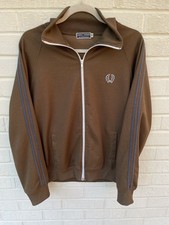 Fred Perry Jacket Mens Medium Brown Track Full Zip Casuals Mod Terrace Liam