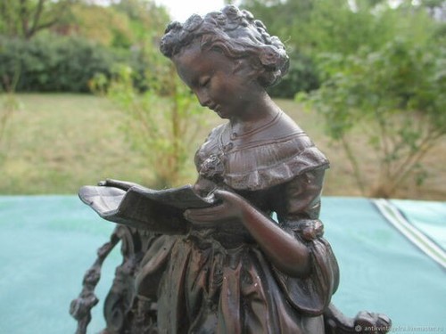 Antique sculpture woman book - antique,