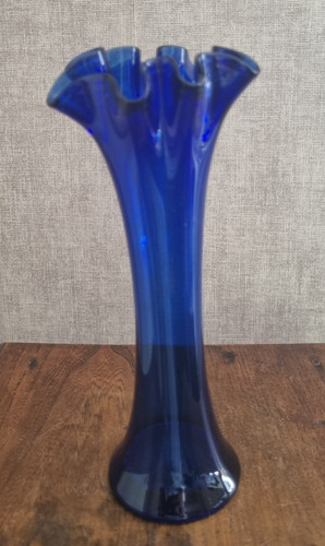 Vase verre bleu - verre, cobalt