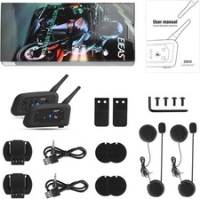 2 jeux Casque moto EJEAS V6 Pro 1200M Bluetooth Intercom d'écoute 6 utilisateurs