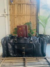 Sac de nuit fait main vintage homme femme bagage en cuir de chèvre véritable ...