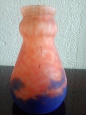 G.V de CROISMARE - TULIPE VERRE marmoréen orange-beige-violine - signé