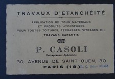 Ancienne carte de visite CASOLI Avenue de Saint-Ouen PARIS étanchéité