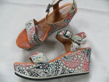 ESPRIT chice bunte Stoffsandalen mit Keilabsatz Gr. 40 TOP lis320