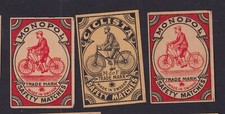 3 old tag matches Sweden BN182824 cyclist bicycle men