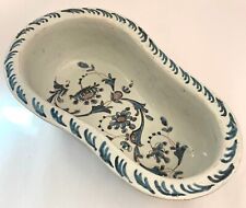 Antique 19th C. Bidet Porcelain Insert English Feather Painted Edge