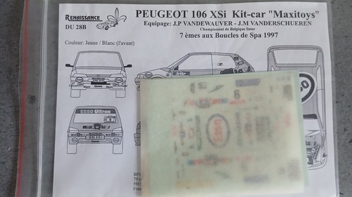 Decal peugeot 106 - 1/43,