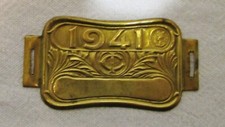 Antique Brass Tax 1941 Vintage French Flat Tax Bike Plate