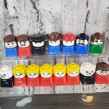 Vintage 1977 Lego Duplo Square Base Lot Of 15 Variety - Girls Boys Dogs Cowboy