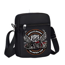 Sacoche - Homme - Rectangle - Route 66 - Tissu Oxford - Noir - 19 x 14 cm