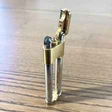 Vintage Inar France Gas Lighter - Tubular Design Chrome and Brass 1950s