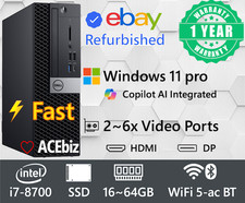 Dell i7-8700 Windows 11 pro Desktop Computer PC SSD WiFi BT up to 64GB RAM HDMI