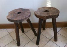 Paire de tabouret tripode en