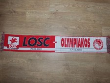 Ancienne echarpe foot vintage LILLE LOSC OLYMPIAKOS PIREE PIRAEUS Envoi GRATUIT