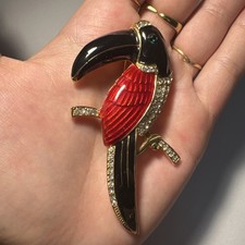 Broche Toucan, Doré, Noir Et