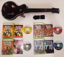 Gibson Les Paul Guitar Wireless Controller Xbox 360 Guitar Hero Bundle 4 Games