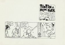 "JACQUES TARDI PARODY POSTCARD TRIBUTE TO HERGE ""TINTIN IN NEW YORK" 