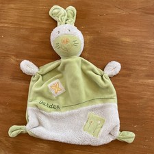 Doudou Plat Lapin Blanc Vert