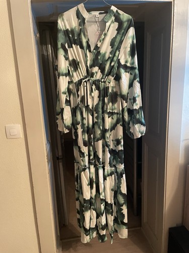 Robe longue verte blanche - longue,