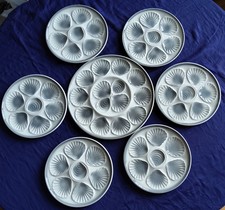 PLAT ET 6 ASSIETTES À HUÎTRES BARBOTINE MOULIN DES LOUPS