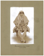 Persia, Persian woman in suit d&#039;interior with white veil vintage a