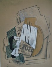 Picasso "Papiers Colles 1910-1914 (Bouteille De Bass, Verre Et Le Journal) 1966 