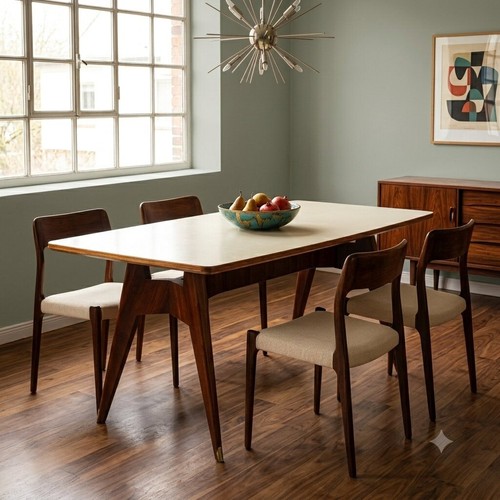 Table vintage bois exotique - table,