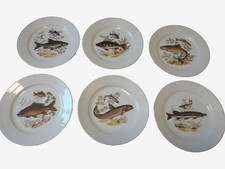 6 porcelain plates - fish set - Bavarian wunsiedel Johann Seltman