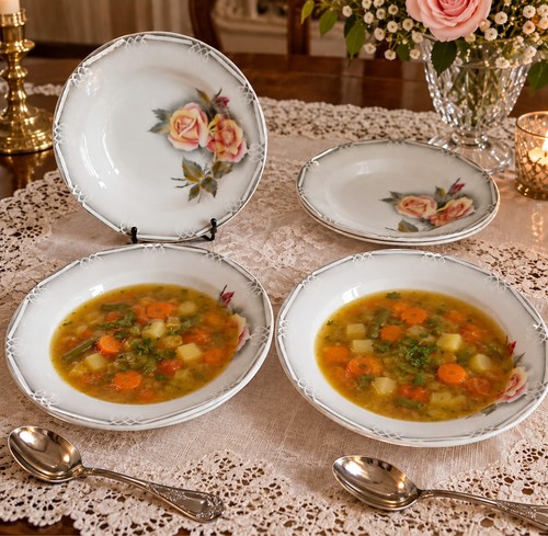 Six assiettes creuses - , en
