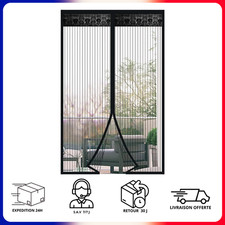 Moustiquaire à Fermeture Magnétique Rideau Porte Anti Moustique Automatique Noir